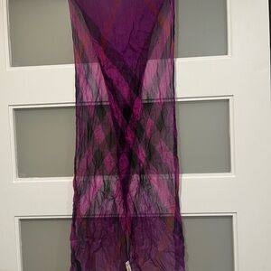 Burberry lightweight silk Purple and Black Sheer Scarf